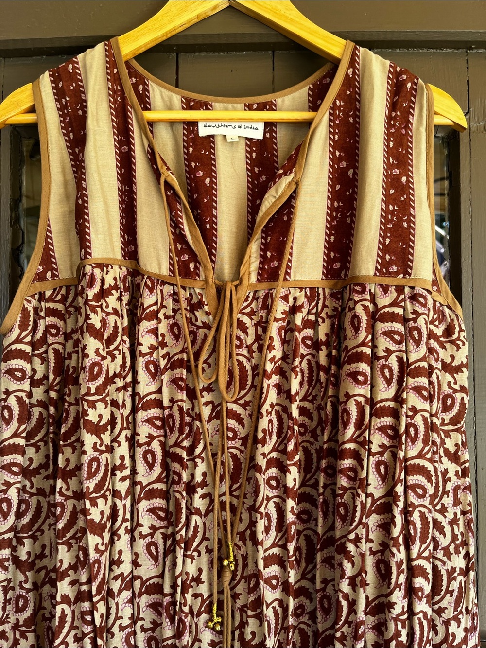 Daughters of India Maroon & Cream Boho Paisley Tank Top
